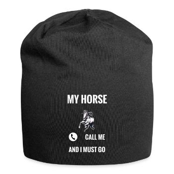 Pferd - Jersey-Beanie - Schwarz - Vorne