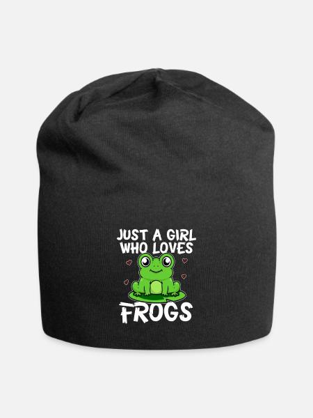 Just A Girl Who Loves Frogs Green Frog Costume - Jersey Beanie - black