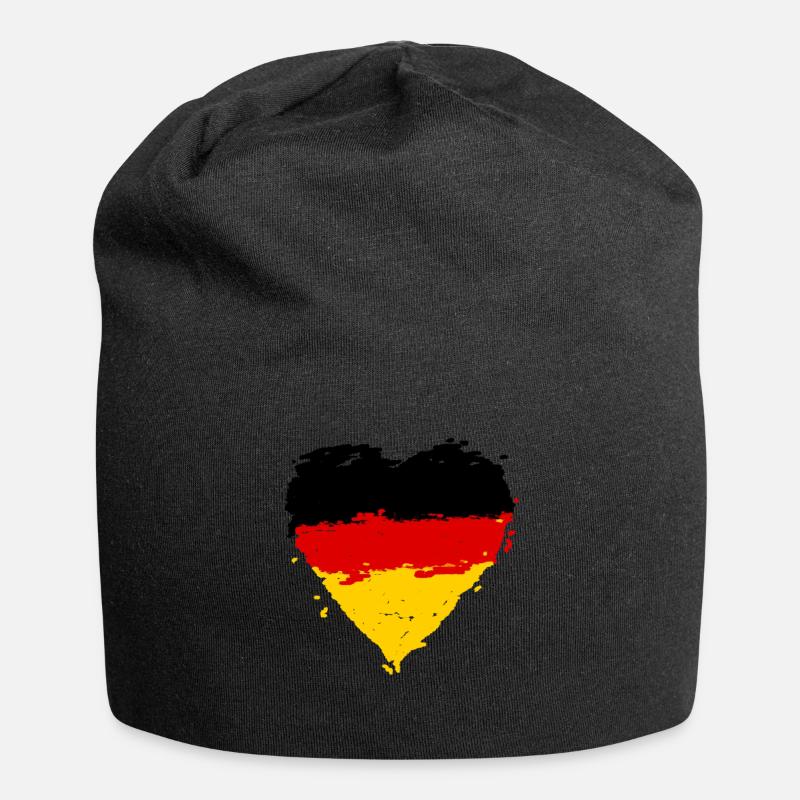 Deutschland Flagge Herz - Jersey-Beanie - Schwarz