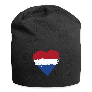 Netherlands flag heart - Jersey Beanie - black - Front