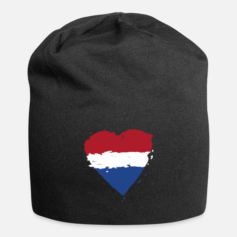 Coeur drapeau néerlandais - Bonnet en jersey - noir