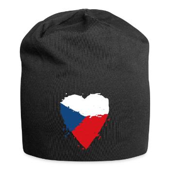 Czech Republic flag heart - Jersey Beanie - black - Front