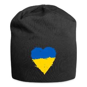Ukraine flag heart - Jersey Beanie - black - Front