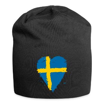 Sweden flag heart - Jersey Beanie - black - Front
