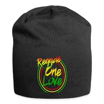 reggae on love rainbow, Jamaika, Marley - Jersey-Beanie - Schwarz - Vorne