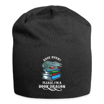 Bücherwurm? Bitte ich bin ein Bücherdrache Drachen - Jersey-Beanie - Schwarz - Vorne