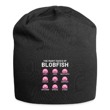 Funny blob fish blob mr man lady sayings - Jersey Beanie - black - Front