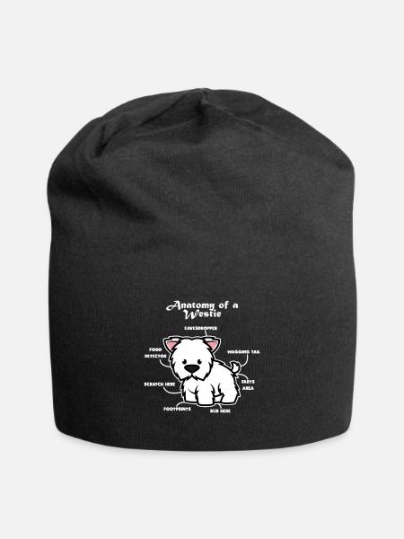 Anatomy of a west highland white terrier - Jersey Beanie - black