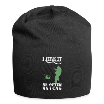 Jerk It Funny Fishing Fisher Fisherman Grandpa - Jersey Beanie - black - Front