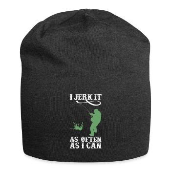 Jerk It Funny Fishing Fisher Fisherman Grandpa - Bonnet en jersey - charbon - Devant