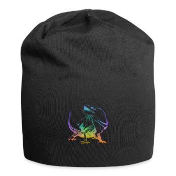 Collared Lizard Frilled Neck Lizard Outline - Jersey Beanie - black - Front