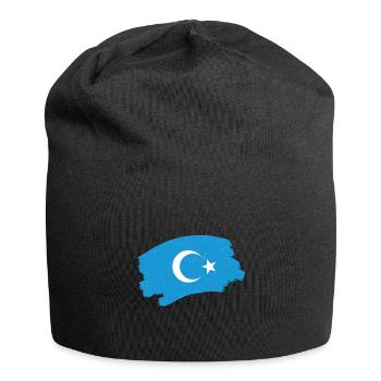 Uyghur flag white crescent blue background - Jersey Beanie - black - Front