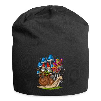Gnomes Riding Snail Mushrooms - Jersey Beanie - black - Front