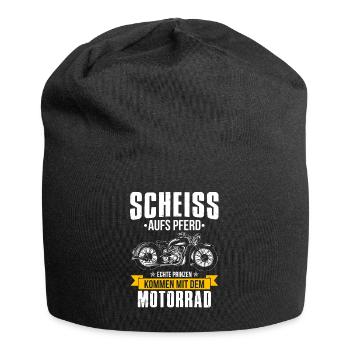 Scheiss aufs Pferd echte Prinzen mit Motorrad - Jersey-Beanie - Schwarz - Vorne