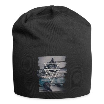 Berge mit Doppel Dreieck - Jersey-Beanie - Schwarz - Vorne