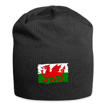 Wales Flag - Jersey Beanie - black - Front