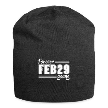 Feb 29 Forever Young People Celebrating Birthday - Jersey Beanie - charcoal grey - Front