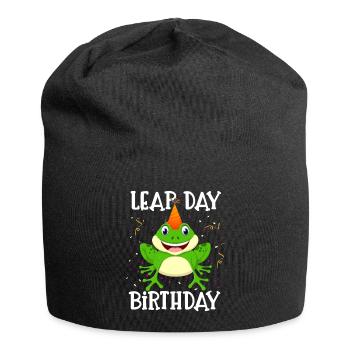 Schalttag Geburtstag geboren 29. Februar Lustiger Frosch - Jersey-Beanie - Schwarz - Vorne