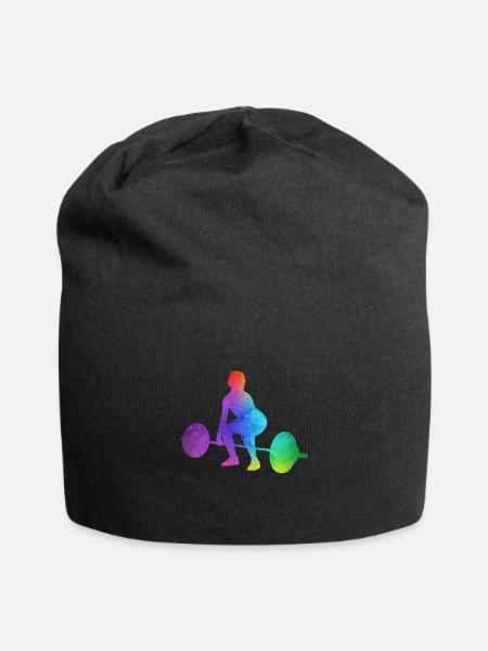 Girl weightlifter weightlifting women - Jersey Beanie - black