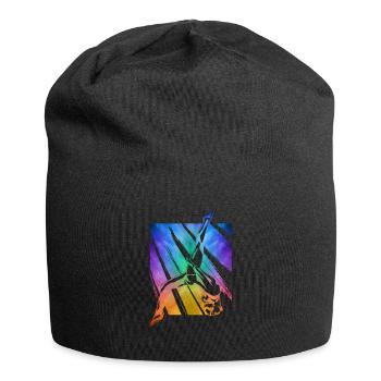 Turnen Salto Gymnast Umriss bunt - Jersey-Beanie - Schwarz - Vorne
