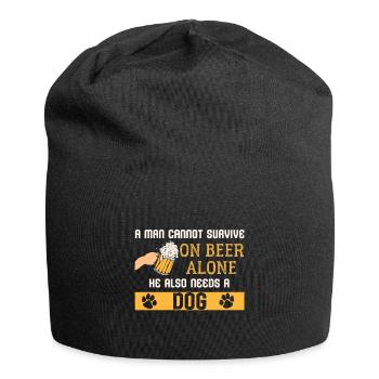 Bière et chiens - Bonnet en jersey - noir - Devant