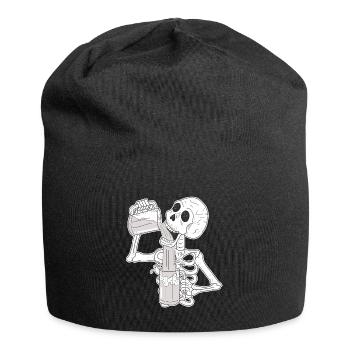 Cadeau drôle d'humour de bière de crâne de squelette - Bonnet en jersey - noir - Devant