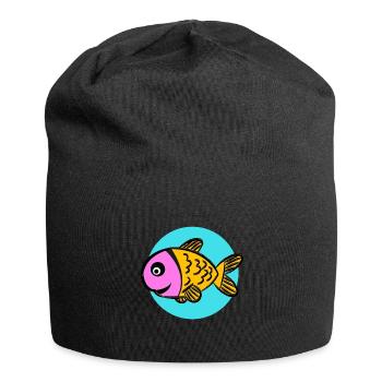 Bunter Comic Fisch - Jersey-Beanie - Schwarz - Vorne