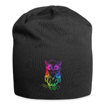 Süße Bunte Eule - Jersey-Beanie - Schwarz - Vorne