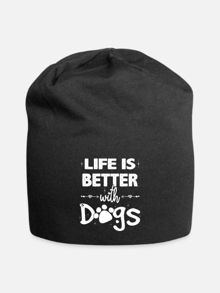 Life is better with dogs - Jersey-Beanie - Schwarz