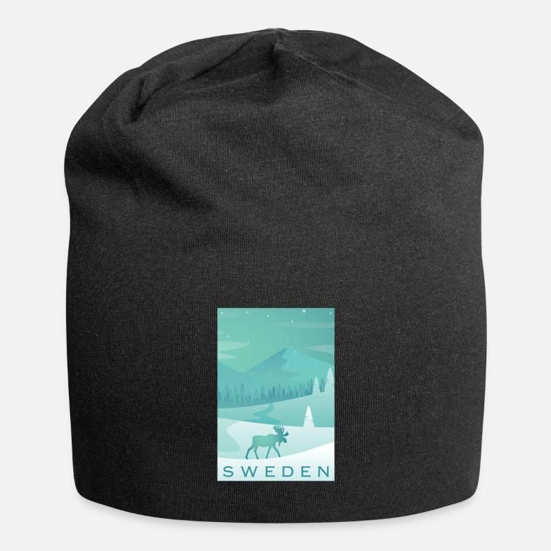 Schweden - Jersey-Beanie - Schwarz