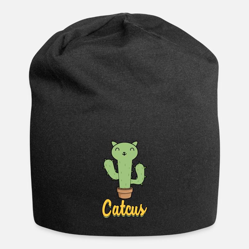 Catcus Katze Kaktus süß Haustier Mieze Geschenk - Jersey-Beanie - Schwarz