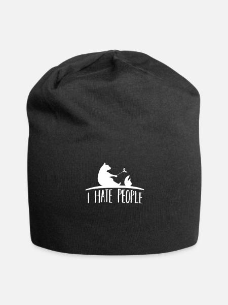 je déteste les gens camping camping ours cadeau - Bonnet en jersey - noir