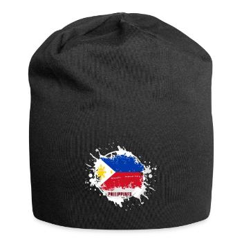 Philippinen Flagge mit Klecks - Jersey-Beanie - Schwarz - Vorne