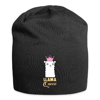 llama queen alpaca llama queen andean gift - Jersey Beanie - black - Front