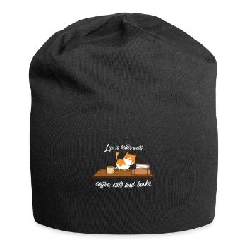 La vie est meilleure avec du café, des chats et des livres - Bonnet en jersey - noir - Devant