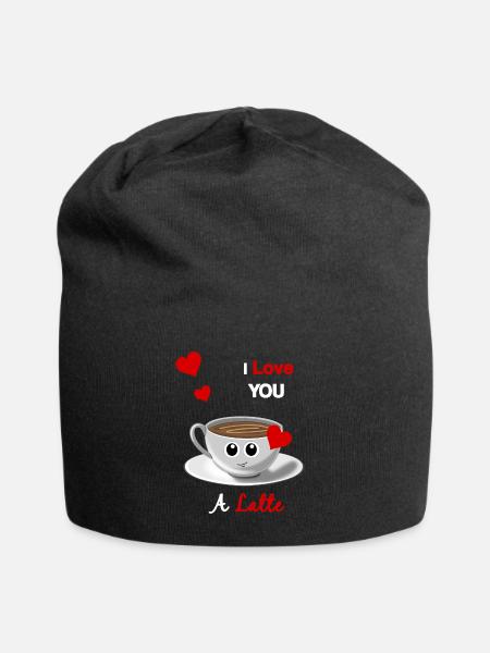 I Love You A Latte - Valentinstag Liebe Geschenk - Jersey-Beanie - Schwarz