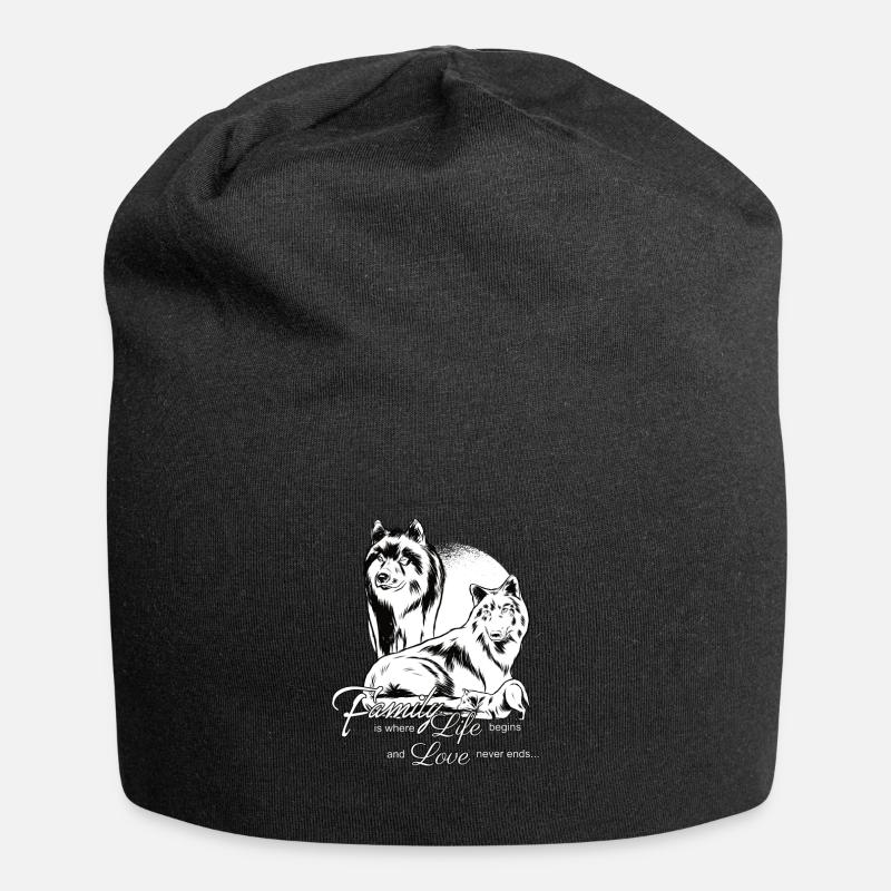 Wolf Familie schöner Spruch - Jersey-Beanie - Schwarz