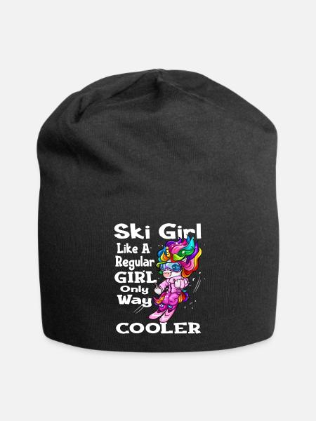Skifahrererin Einhorn Skifahren Wintersport - Jersey-Beanie - Schwarz