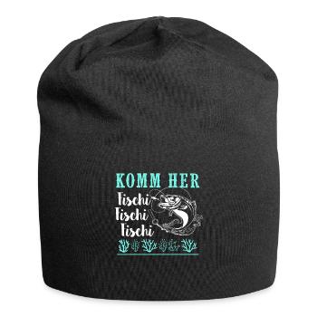 Komm Her Fischi Angeln - Jersey-Beanie - Schwarz - Vorne