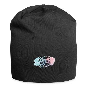 Heute wird ein Guter Tag - Jersey-Beanie - Schwarz - Vorne