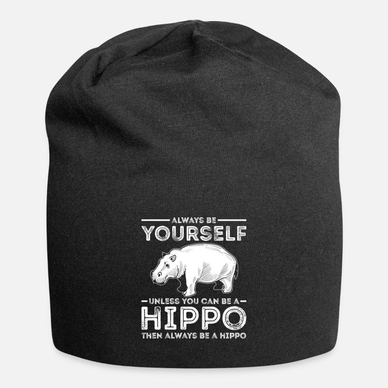 Nielpferd Tier Hippopotamus - Jersey-Beanie - Schwarz