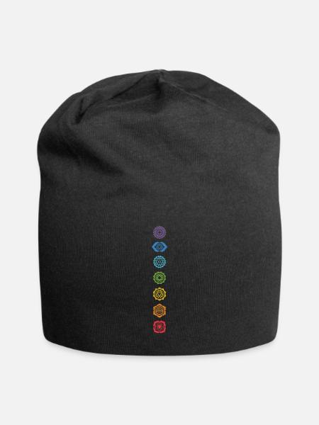 Sieben Chakren Yoga Meditationsenergie - Jersey-Beanie - Schwarz