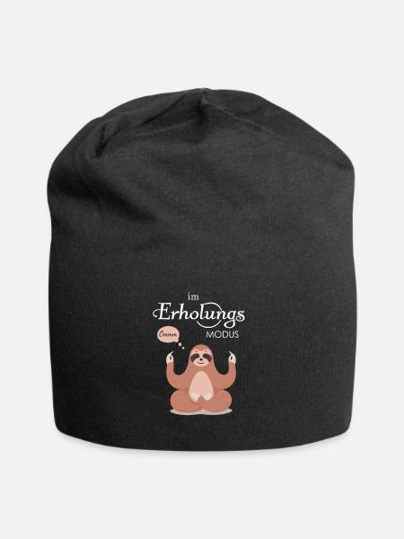 Faultier Sloth Im Erholungsmodus Yoga Erholung - Jersey-Beanie - Schwarz
