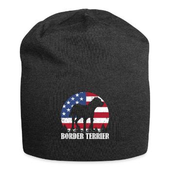 Border Terrier American Flag 4th of july Gift - Bonnet en jersey - charbon - Devant