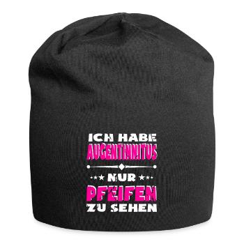Lustiger Spruch Augen Tinnitus - Jersey-Beanie - Schwarz - Vorne