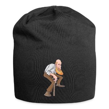 Caricature de vieil homme - Bonnet en jersey - noir - Devant