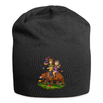 Hippies Riding Bear Fantasy - Jersey Beanie - black - Front