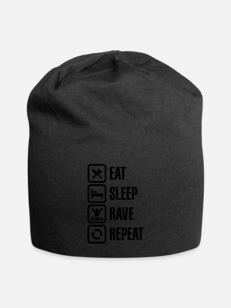 Eat Sleep Rave wiederholen - Jersey-Beanie - Schwarz