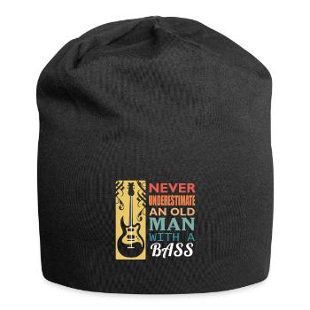 Drôle vintage vieux homme bassiste cadeau - Bonnet en jersey - noir - Devant
