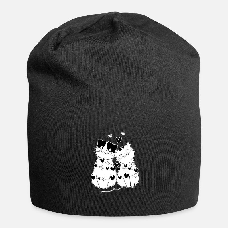 Katzen Liebe - Jersey-Beanie - Schwarz